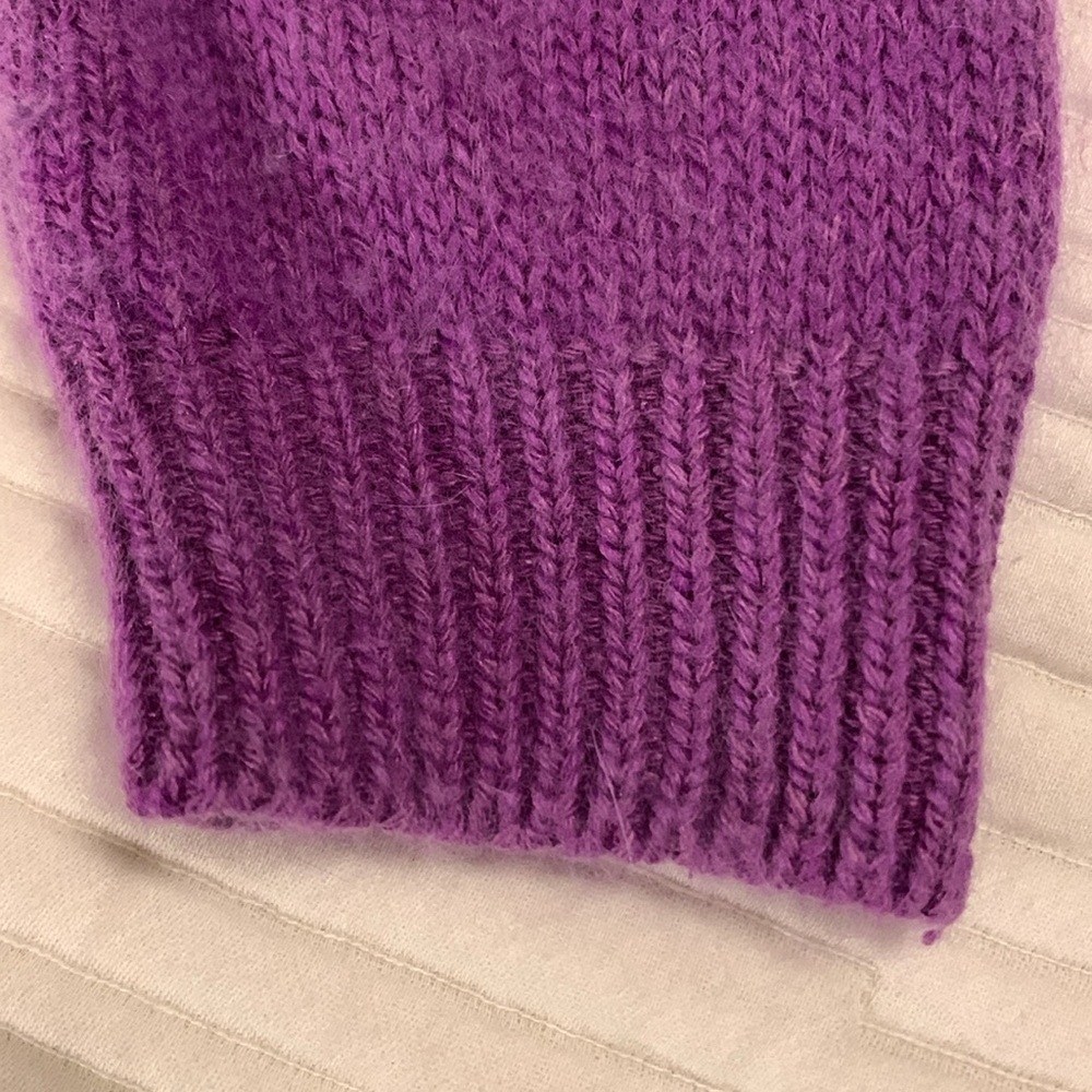 Vintage Nuggets Coquette Silk Angora Lambswool Cow Neck Purple Sweater Small - Picture 3 of 10